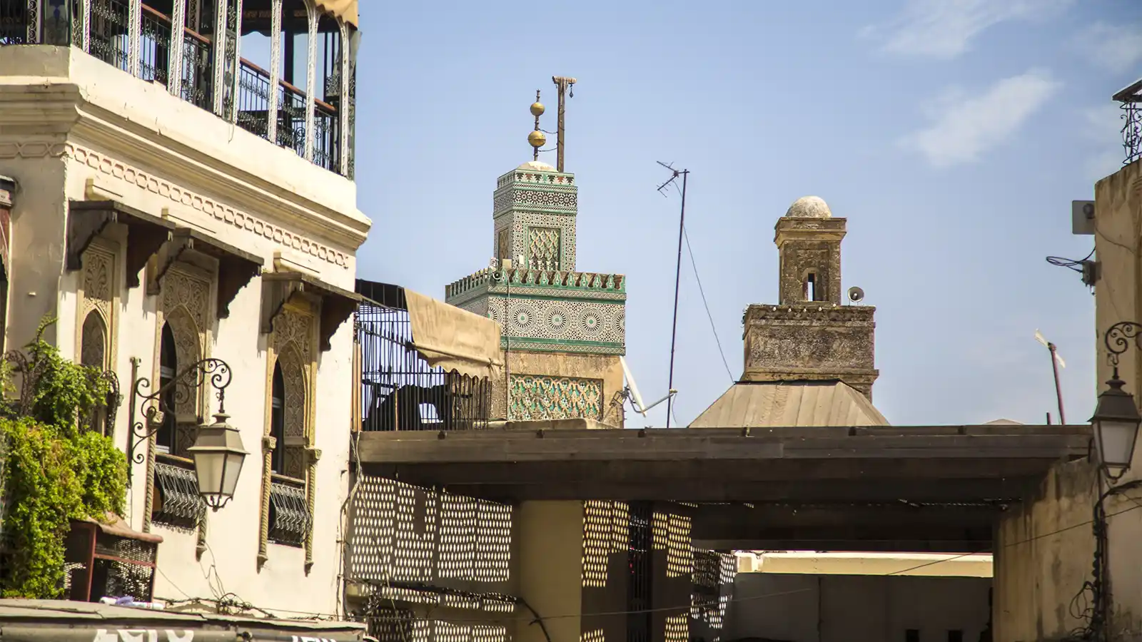 Fes medina guided tour with old medina rooftops, minaret and historic city view
