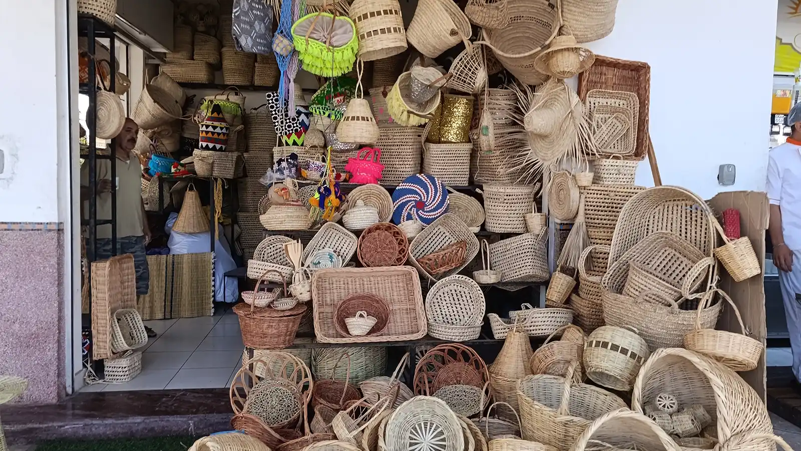 Rabat souks shopping tour with Moroccan baskets and handmade artisan crafts