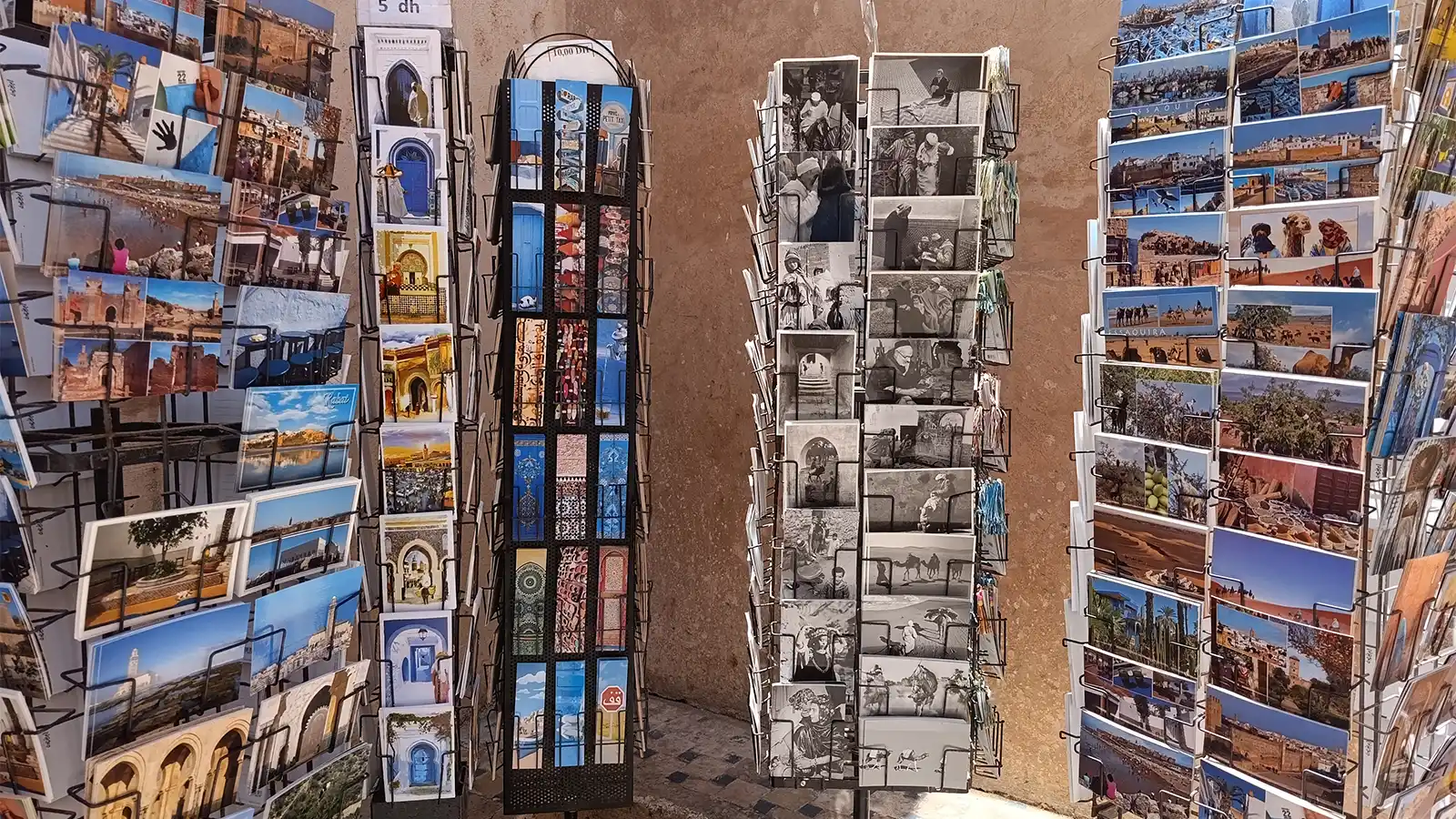 Rabat souks shopping tour with souvenirs, postcards and Moroccan craft items